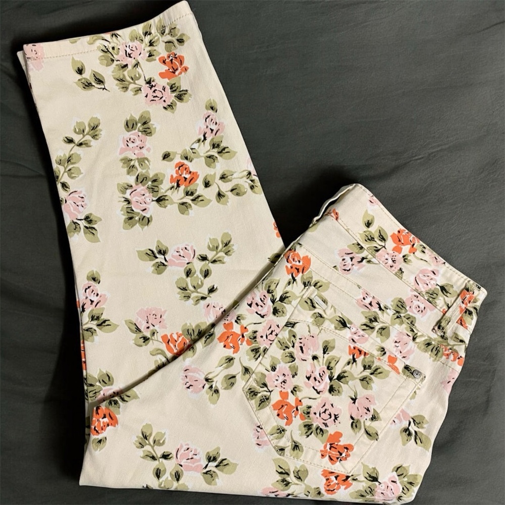 Lee Cream Floral Women's Cropped Jeans | Size 8 Petite
